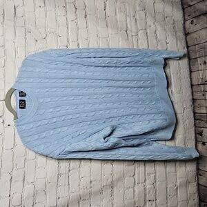 Joseph A Bank Men's Blue Cable Knit Crew Neck Sweater XLarge